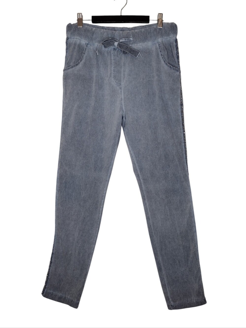 M Made In Italy Women's Grey Drawstring Waist Casual Jogger Pants Sz M
